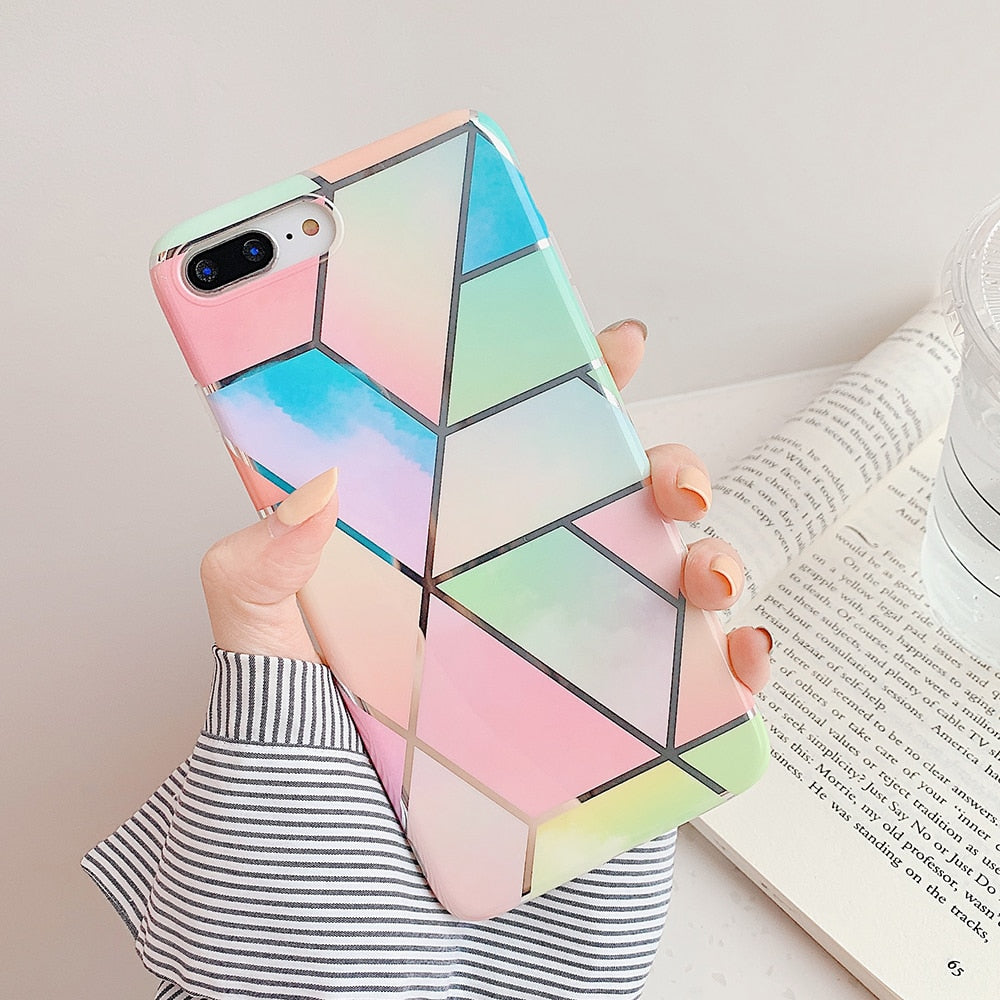 Plating Geometric Phone Case