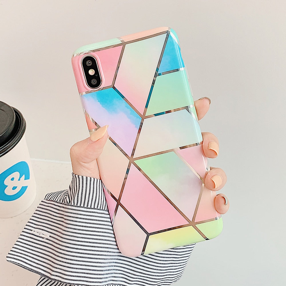 Plating Geometric Phone Case