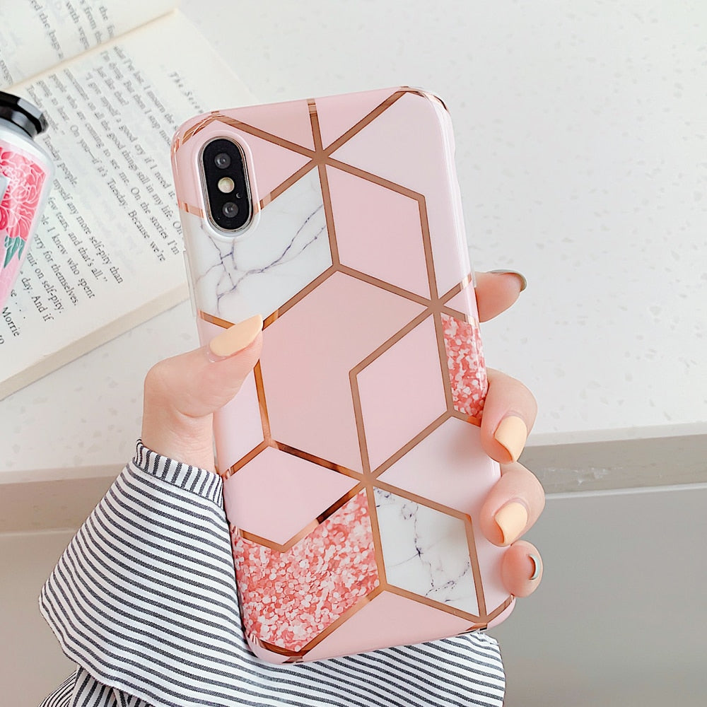 Plating Geometric Phone Case